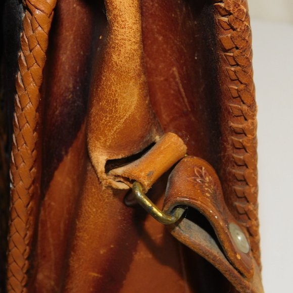 Vintage Tooled Leather Handbag Floral Shoulder Bag Western Purse - Picture 9 of 16